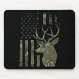 Camo American Flag Buck Hunting Gift for Elk Deer Mouse Pad