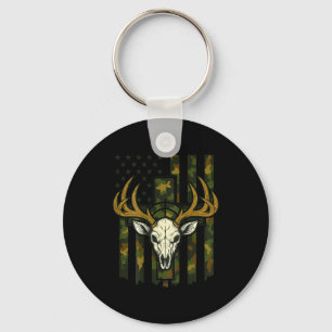 Camo American Flag Elk Skull Deer Hunting Youth Bo Keychain