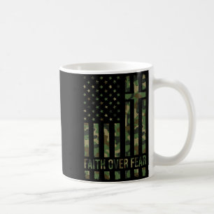 Camo American Flag Faith Over Fear Christian Patri Coffee Mug
