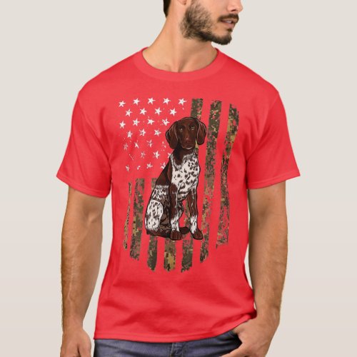 Camo American Flag German Shorthaired Pointer 4th  T_Shirt