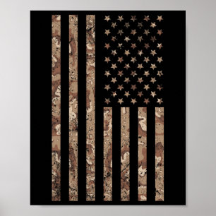 Camo American Flag Military 4th Of July American F Poster