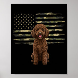 Camo American Flag odle 4th of July Patriotic Dog Poster