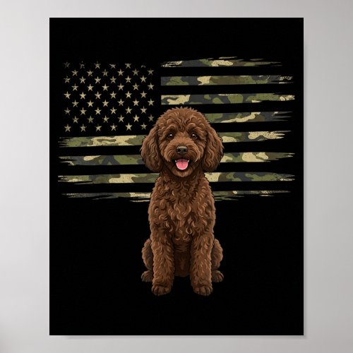Camo American Flag odle 4th of July Patriotic Dog Poster