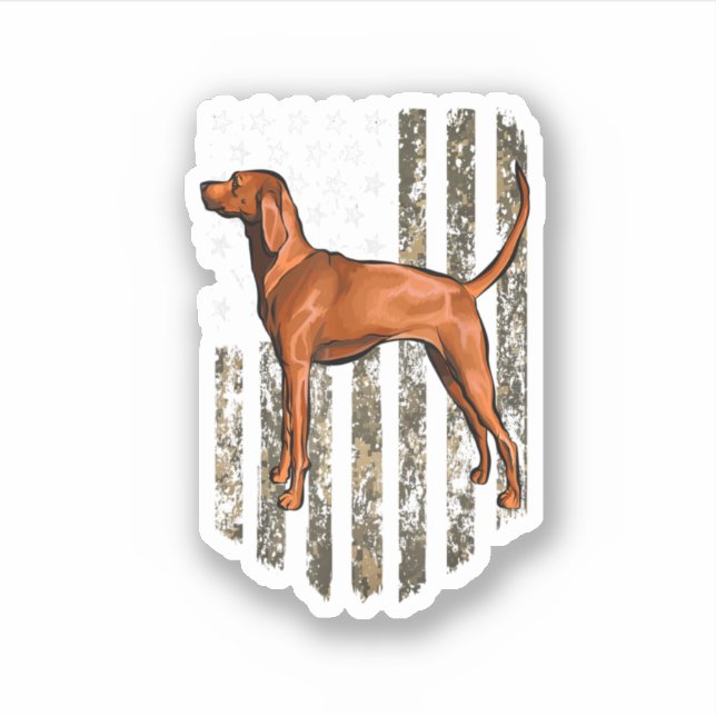 Camo American Flag Redbone Coonhound 4Th Of July U Sticker (Front)