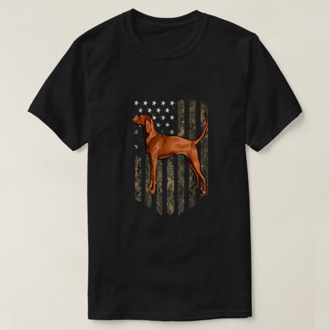 Camo American Flag Redbone Coonhound 4Th Of July U T-Shirt (Design Front)