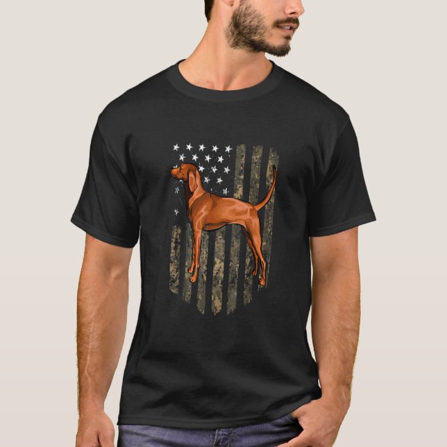camo american flag redbone coonhound T-Shirt (Front)