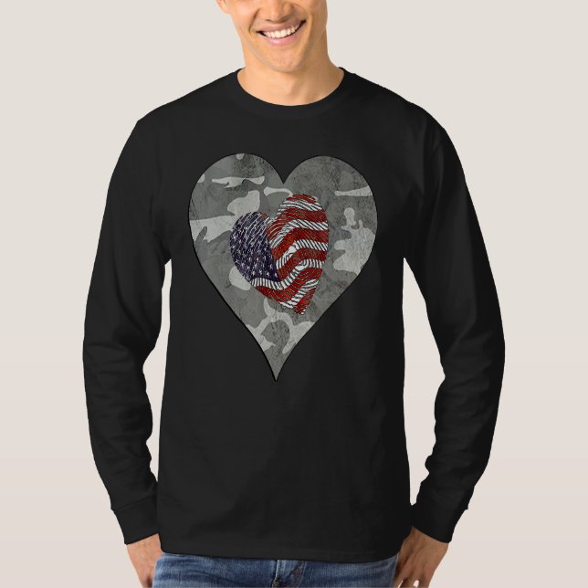 Camo American Usa Camouflage  Distressed Camo Flag T-Shirt (Front)