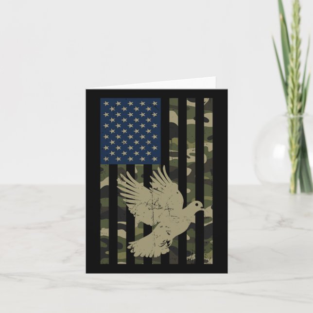 Camo American Usa Flag Camouflage Dove Hunting Hun Card (Front)