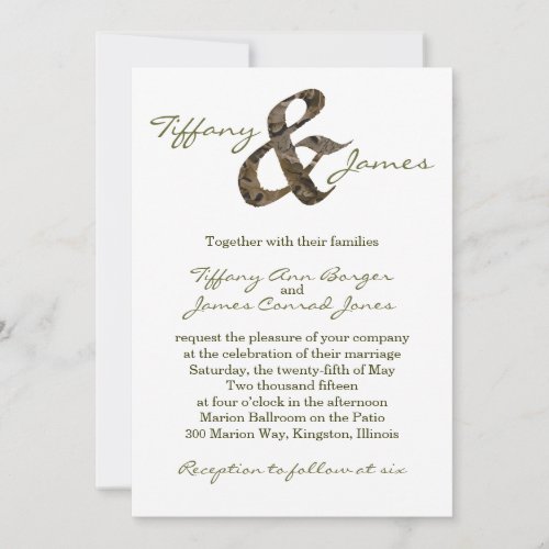 Camo Ampersand Wedding Invitation