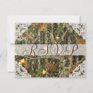 Camo and Antique White Lace Wedding RSVP