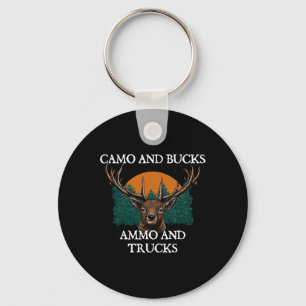 Camo And Bucks Ammo And Trucks Seeking Animals Hun Keychain