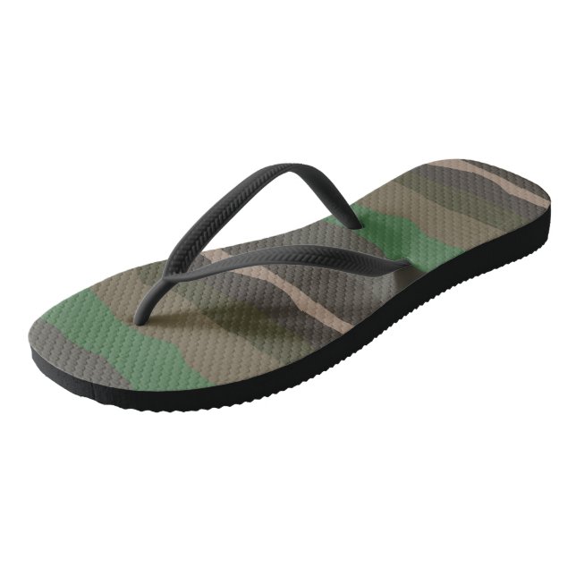 Camo and Green abstract Stripes Flip Flops (Angled)