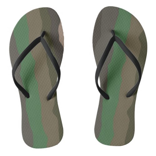 Camo and Green abstract Stripes Flip Flops