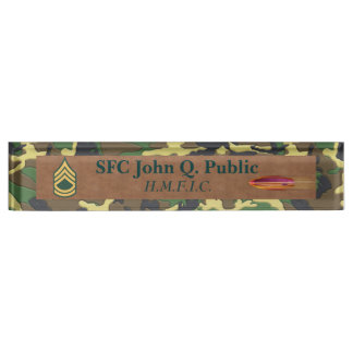 Camo and Leather Desk Nameplate