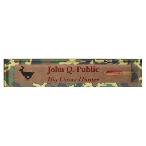 Camo and Leather Name Plate