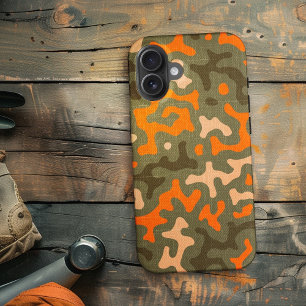 Camo And Orange Matching iPhone 15 Case