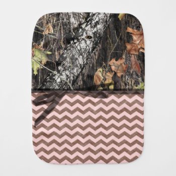 Camo And Pink/brown Chevron Burp Cloth by SweetBees at Zazzle