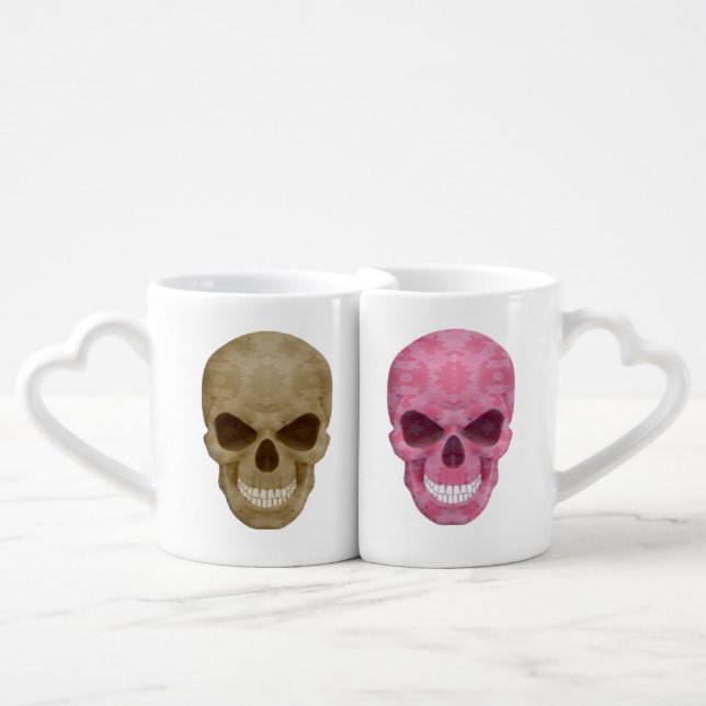Camo And Pink Camo Skulls His And Hers Mug Set (Front Nesting)