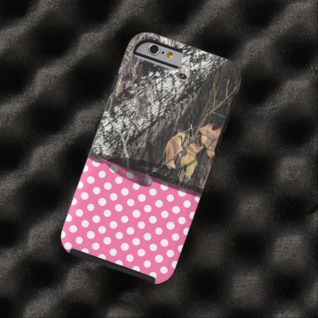 Camo And Pink/white Polka Dot Iphone Case