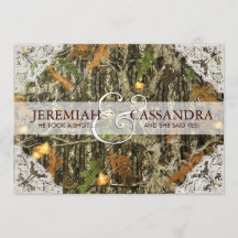 Camo and White Lace Wedding Invitation