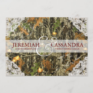 Camo and White Lace Wedding Invitation