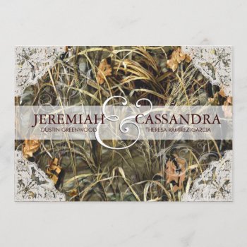 Camo And White Lace Wedding Invitation by party_depot at Zazzle