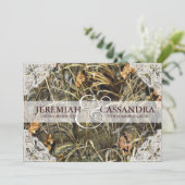 Camo and White Lace Wedding Invitation (Standing Front)