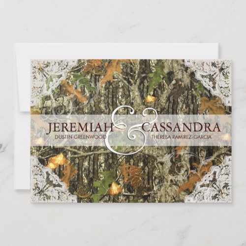 Camo and White Lace Wedding Invitation