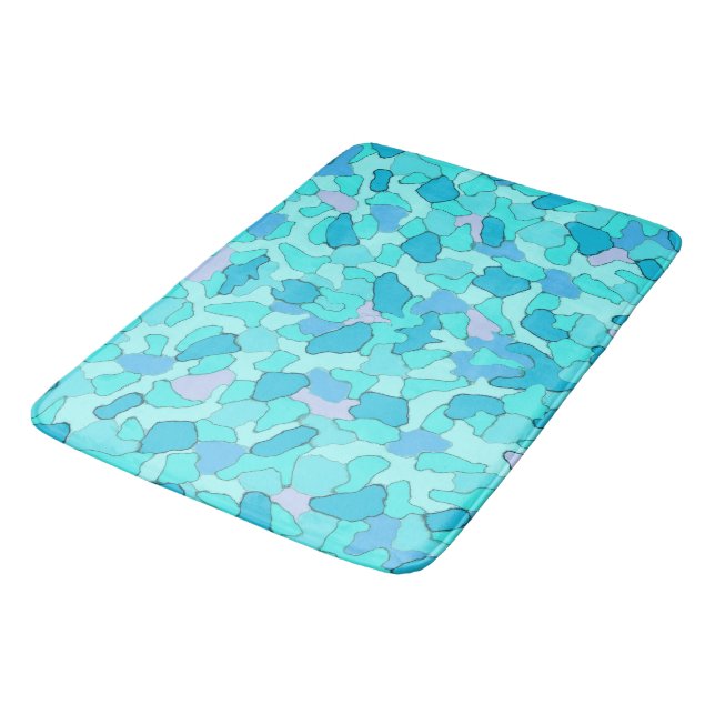Camo Aqua Bathroom Mat (Angled)
