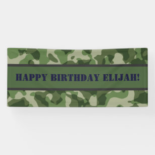 Camo Army Military Birthday Party Banner