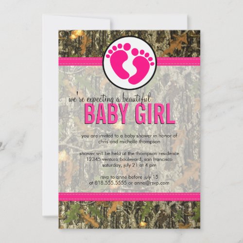 Camo _ Baby Girl Shower Invitation