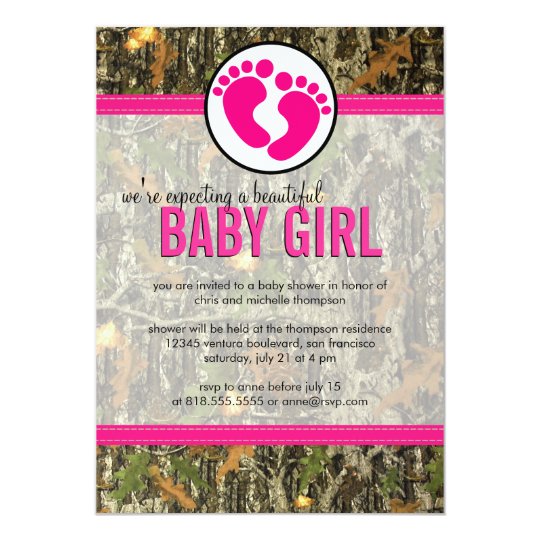 Camouflage Baby Girl Invitations 7