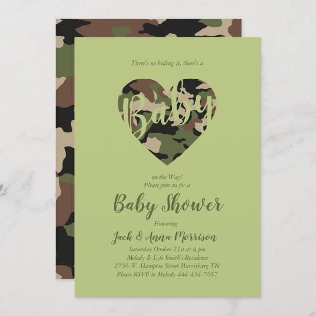 Camo Baby Shower Camouflage Country Hunter Invitation (Front/Back)