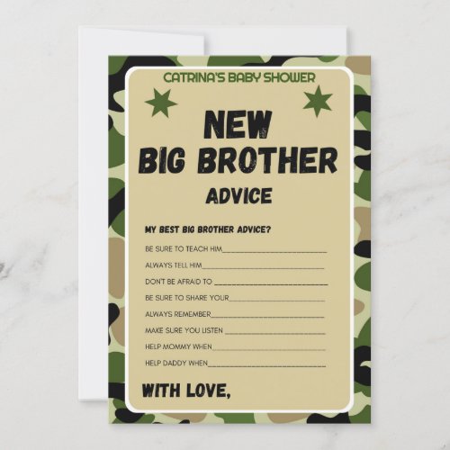 Camo Baby Shower _ Editable Name 5x7 Invitation