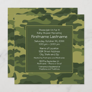 Camo Baby Shower or Party Invitation