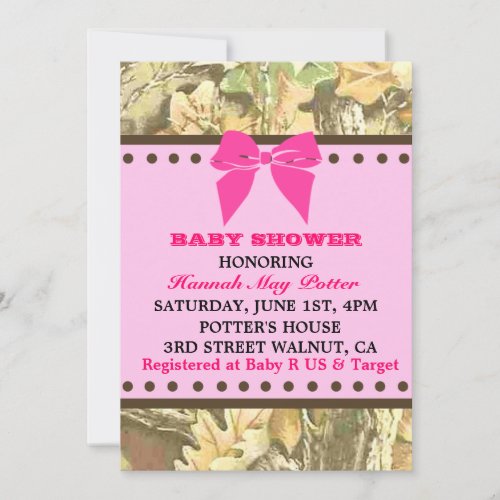 Camo Baby Shower Party Invitation