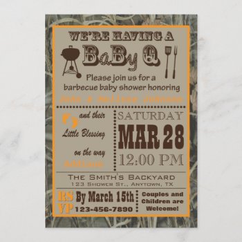 Camo Barbecue Babyq Baby Shower Invitation by aaronsgraphics at Zazzle