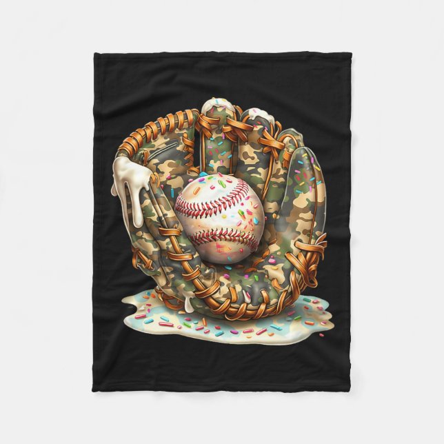 Camo Baseball Gloves Lifestyle 101 Apparel Drip Ic Fleece Blanket (Front)