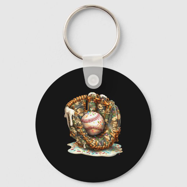 Camo Baseball Gloves Lifestyle 101 Apparel Drip Ic Keychain (Front)