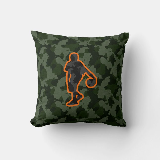 Camo Basketball Throw Pillow (Front)