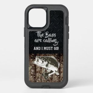 Camo Bass Fishing Men Diamond Plate Quote Angler OtterBox Defender iPhone 12 Pro Case