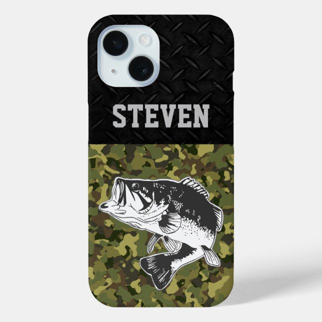 Camo Bass Fishing Name Men Sports Largemouth Case- Case-Mate iPhone Case (Back)