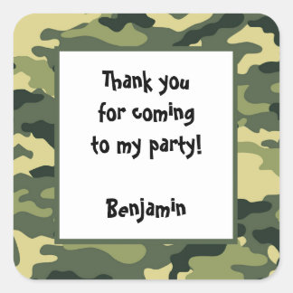 Camo Birthday Party Favor Sticker green