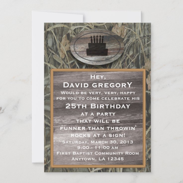 Camo Birthday Party Invitation Zazzle