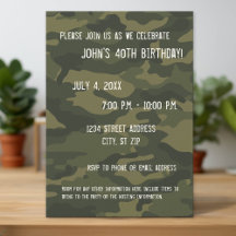 Camo Birthday Party Invitation