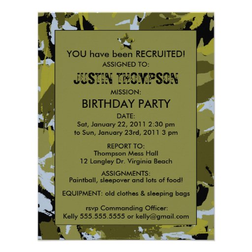 Camouflage Invitations Templates 9