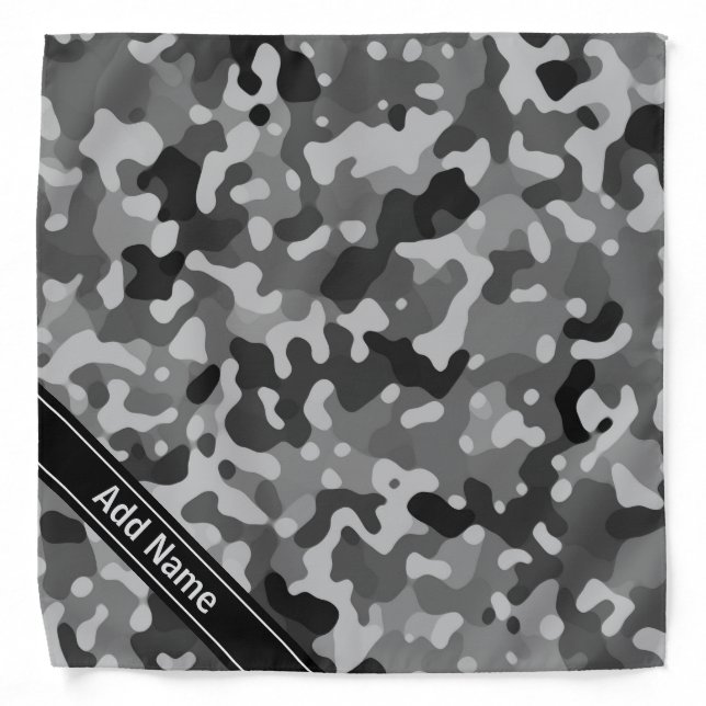 Camo Black Abstract Pattern - Personalized Bandana (Front)