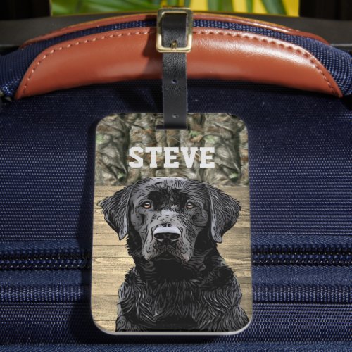 Camo Black Lab Dog Breed Animal Name Luggage Tag