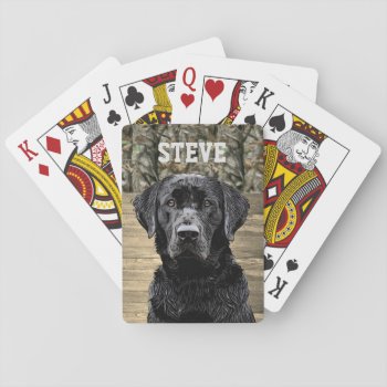 Camo Black Lab Dog Breed Animal Name Playing Cards by TheShirtBox at Zazzle