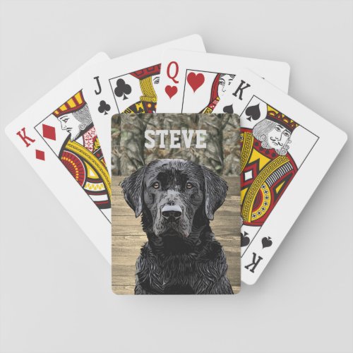 Camo Black Lab Dog Breed Animal Name Playing Cards